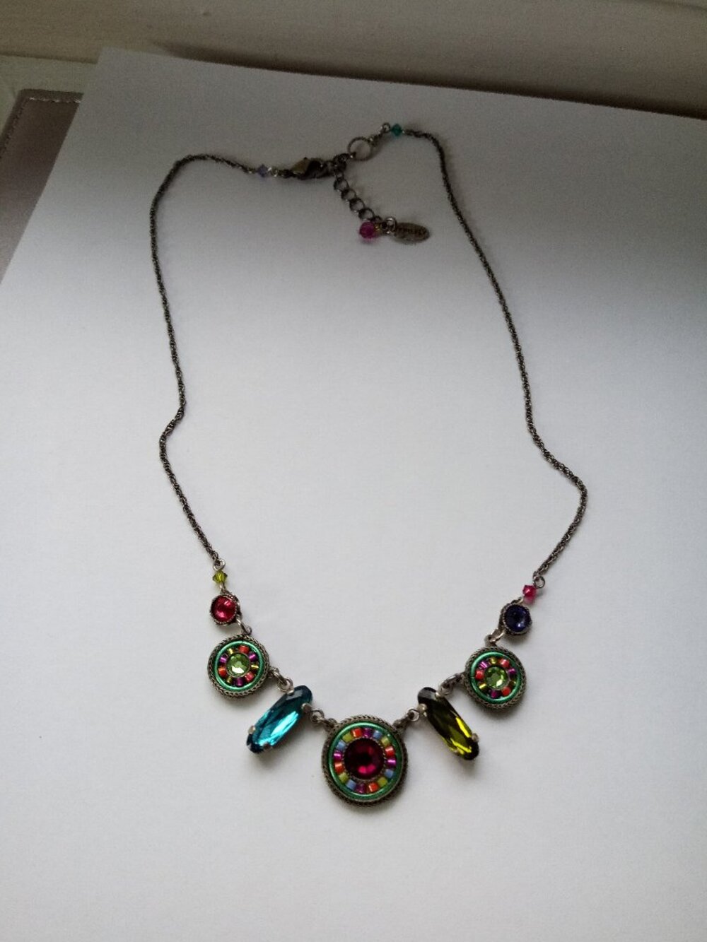 FIREFLY Mosaic Necklace Multicolor Crystal 16" to 17" adjustable